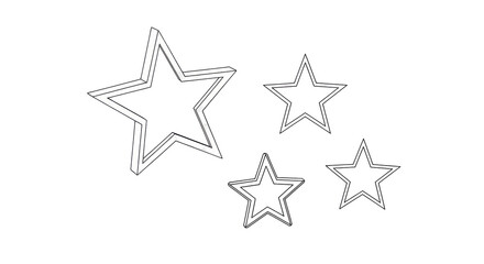 Isolated Shapes of Stars Outlines in Various Sizes on Plain Field for Holiday Projects