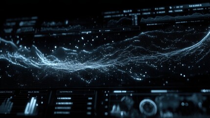Computer screen displaying analytical data with graphs and metrics reflecting modern technology and information processing