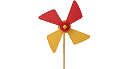 Isolated view of a classic colorful pinwheel for outdoor use, great for kids and summer fun