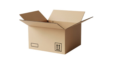 Isolated cardboard shipping box open and ready to pack merchandise and products for moving