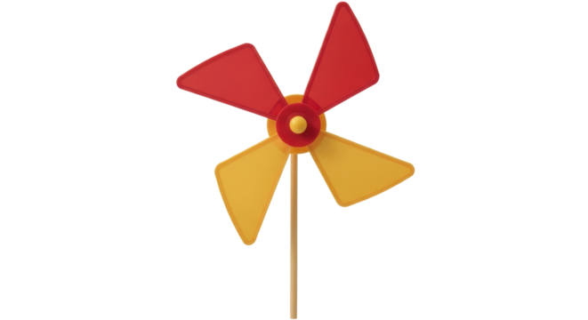 Isolated view of a classic colorful pinwheel for outdoor use, great for kids and summer fun