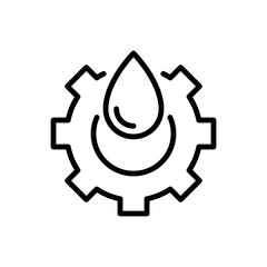 Gear with an oil drop, representing industrial processes, mechanics, and lubrication. Perfect for engineering, manufacturing, or maintenance concepts