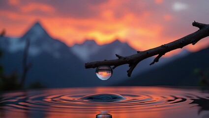 water splash in the sunset