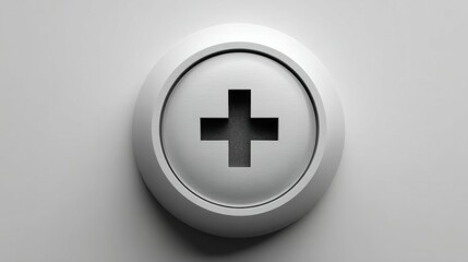Obraz premium Minimalist design of a button with a cross symbol representing a focus point for user interaction or navigation