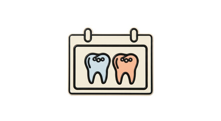 Isolated Oral care appointment scheduled calendar with teeth for reminder date icon, teeth, dentist