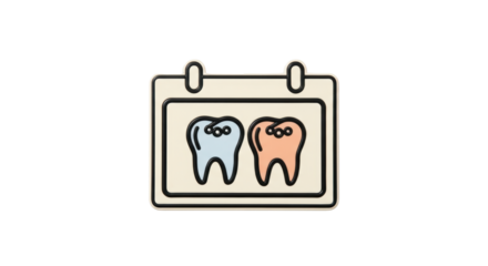 Isolated Oral care appointment scheduled calendar with teeth for reminder date icon, teeth, dentist