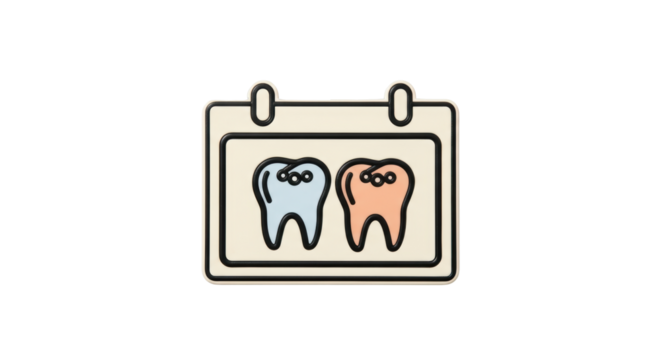 Isolated Oral care appointment scheduled calendar with teeth for reminder date icon, teeth, dentist