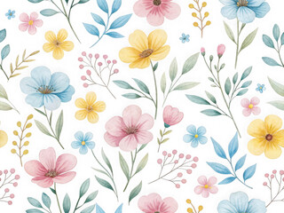 Charming pastel floral watercolor seamless pattern for beautiful designs isolated on white background