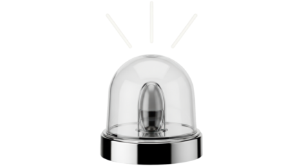 Isolated emergency dome light with siren or alarm, shiny, warning concept of danger, accident