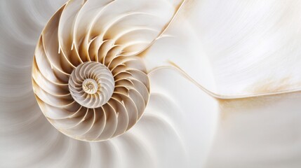 Elegant white and gold spiral design symbolizing fibonacci resonance as a concept for harmonic trading frequency