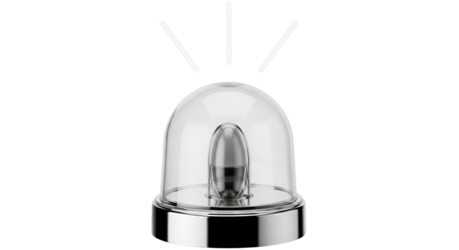 Isolated emergency dome light with siren or alarm, shiny, warning concept of danger, accident