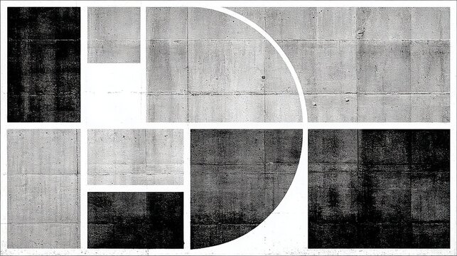 Monochromatic black and white representing fibonacci range as a concept for harmonic asset boundaries