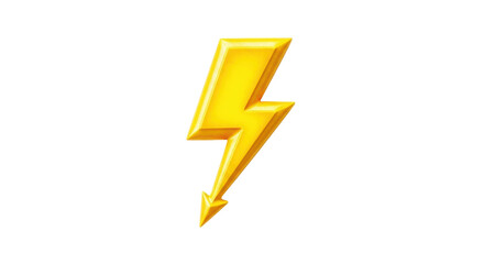 Isolated Yellow Lightning Bolt, Power Symbol, Energy Sign, Electrical Discharge, Bright, Danger