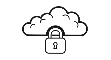 Isolated secure cloud storage icon, outline pictogram of data protection, digital information
