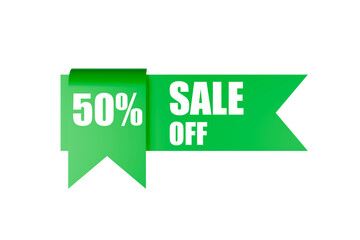 a green and black color scheme with the text 50 percent SALE OFF prominently