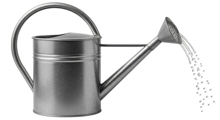 Isolated pouring metal watering can for plants and garden in spring or summer weather © Fernando