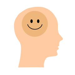 Happy mind smiley face positive emotions concept. Positive thinking icon