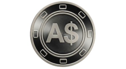Isolated currency symbol coin money, A$ Australian dollar symbol, wealth management, finance