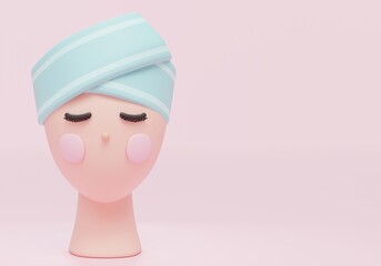 eye mask 3d illustration banner with pink background
