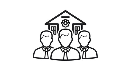 Isolated Team of Experts, Engineers, or Consultants, with Gear, House, and Professional People