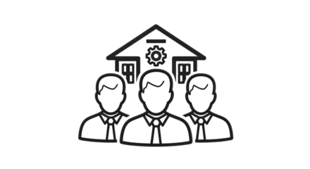 Isolated Team of Experts, Engineers, or Consultants, with Gear, House, and Professional People