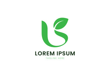 Fototapeta premium Minimalist green leaf logo design for organic brands and nature-inspired businesses