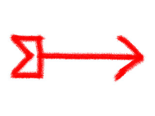 Bright red arrow pointing rightward drawn with energetic strokes on black backdrop symbolizing direction progress and movement forward