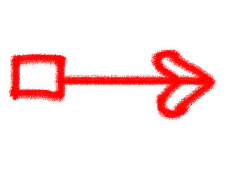 Hand-drawn red square and arrow graphic symbol indicating direction movement next step progress forward motion simple icon concept