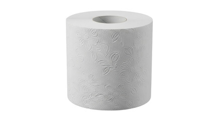 Isolated toilet paper roll, soft household item with floral embossing for hygiene purposes