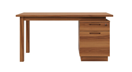 Isolated desk with drawers, wood grain furniture, modern office table, executive desk