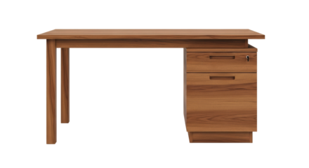 Isolated desk with drawers, wood grain furniture, modern office table, executive desk