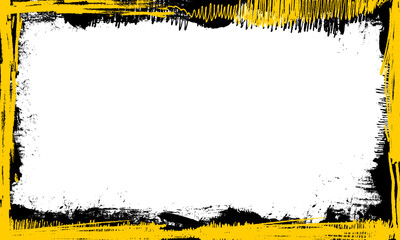 yellow black ink brush painting frame border picture artstic grunge graphic element