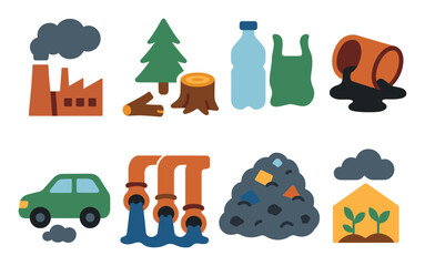 Fototapeta premium Environmental Impact Icons