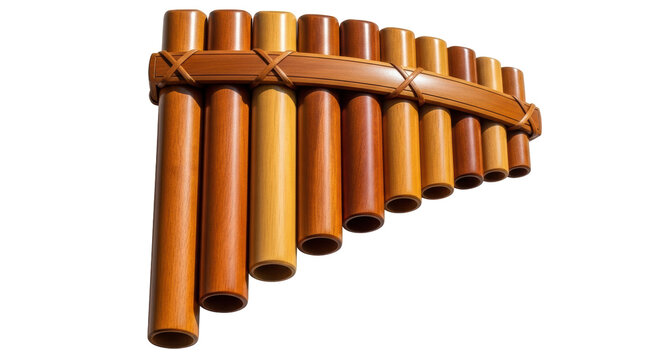 Isolated Pan Flute an Ancient Musical Instrument Made from Pipes Ranging in Length