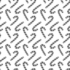 Striped Candy Cane in Grayscale Seamless Pattern Caramel Christmas or New Year Holidays Background