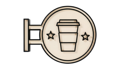 Isolated Cafe Sign Design with Coffee Cup Icon, Minimalist Art for Modern Business Look