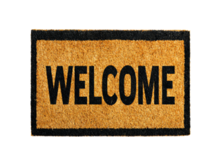 Welcome mat doormat entrance home decor brown black, Isolated On White Background, Png Transparent