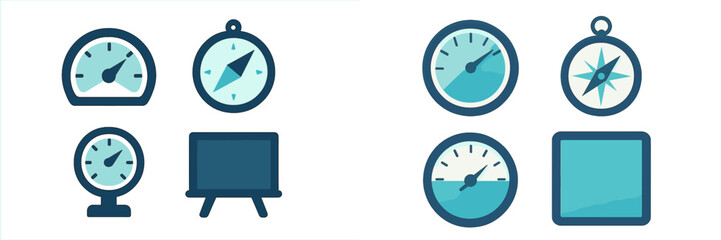 Modern flat design icon set with gauges, compasses, and digital display screens for user interface and web applications © icon_art