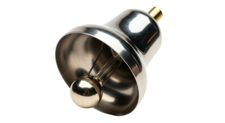 Isolated Silver Metal Handbell is Classic Instrument for Musical Education or Celebration