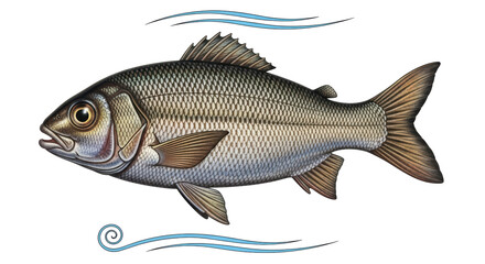 Isolated Fish on White Background, Aquatic Animal Illustration, Freshwater Fish Image