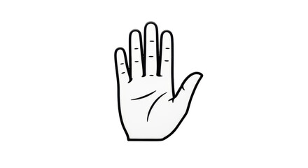 Obraz premium Isolated open palm gesture, raised hand with fingers up, stop sign symbol, attention signal