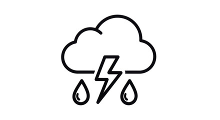 Isolated cloud with lightning and rain drawing, severe weather storm icon, weather concept