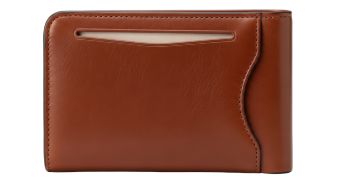 Isolated Leather Wallet with Card Slot, Brown Money Holder, Minimalist, Fashionable, Style