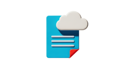 Isolated cloud document icon with red folded corner, business and finance theme concept design