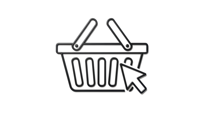 Isolated shopping basket icon with cursor click pointer for commerce purchase concept vector