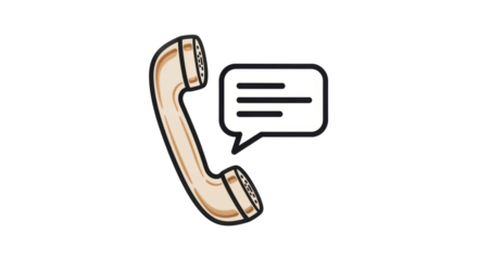Isolated Phone Message Center Icon, Vector Illustration, Vintage Telephone Handset, Text Bubble