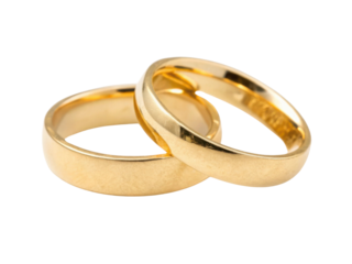 Gold wedding rings symbolize love and commitment, beautifully intertwined to represent unity and partnership