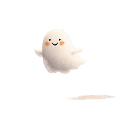 Cute Cartoon Ghost Character with Friendly Expression and Soft Colors