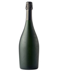 Sleek green bottle of sparkling wine stands elegantly, showcasing its smooth surface and classic design, perfect for celebrations