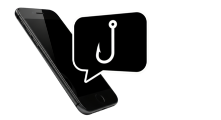 Isolated Smart Phone with Messaging Icon Depicting Online Phishing Scam Risk Communication